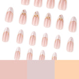 hot-selling French white smudged wearable nail short almond-shaped manicure fake nail removable wearable nail piece|365nails