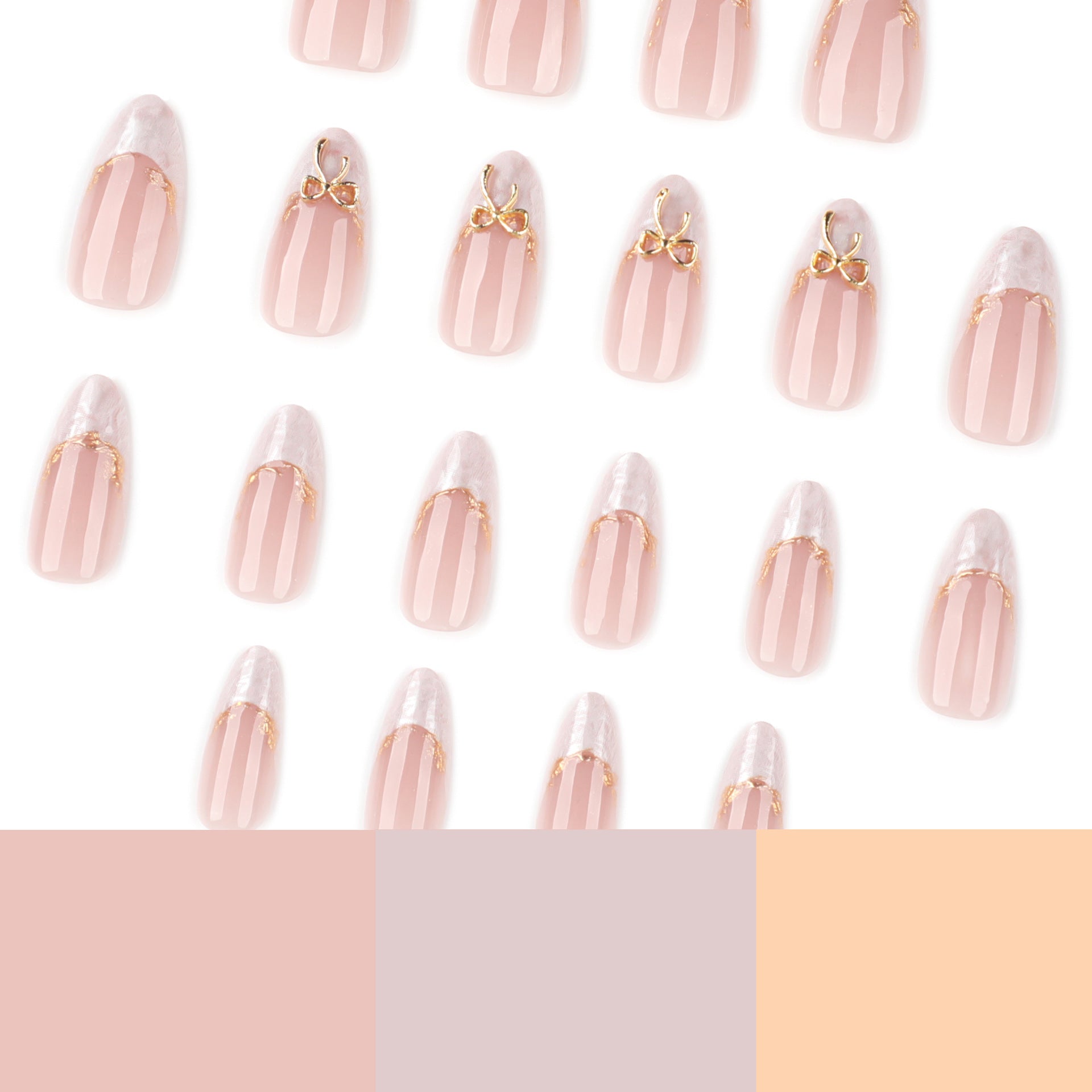hot-selling French white smudged wearable nail short almond-shaped manicure fake nail removable wearable nail piece|365nails