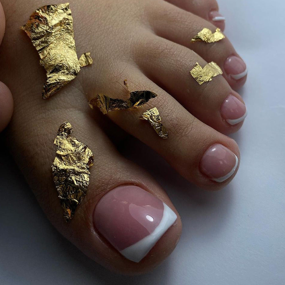 Manicure francesa clássica simples nude com borda branca para os pés, produto acabado para atacado |365nails