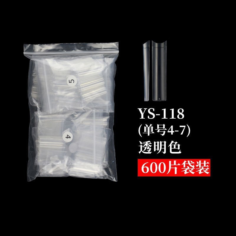 Nail Tips nail plate semi-sticker, light sticker, transparent XXL water pipe nail 500 pieces, boxed flat head fake nail, extended patch nail art.