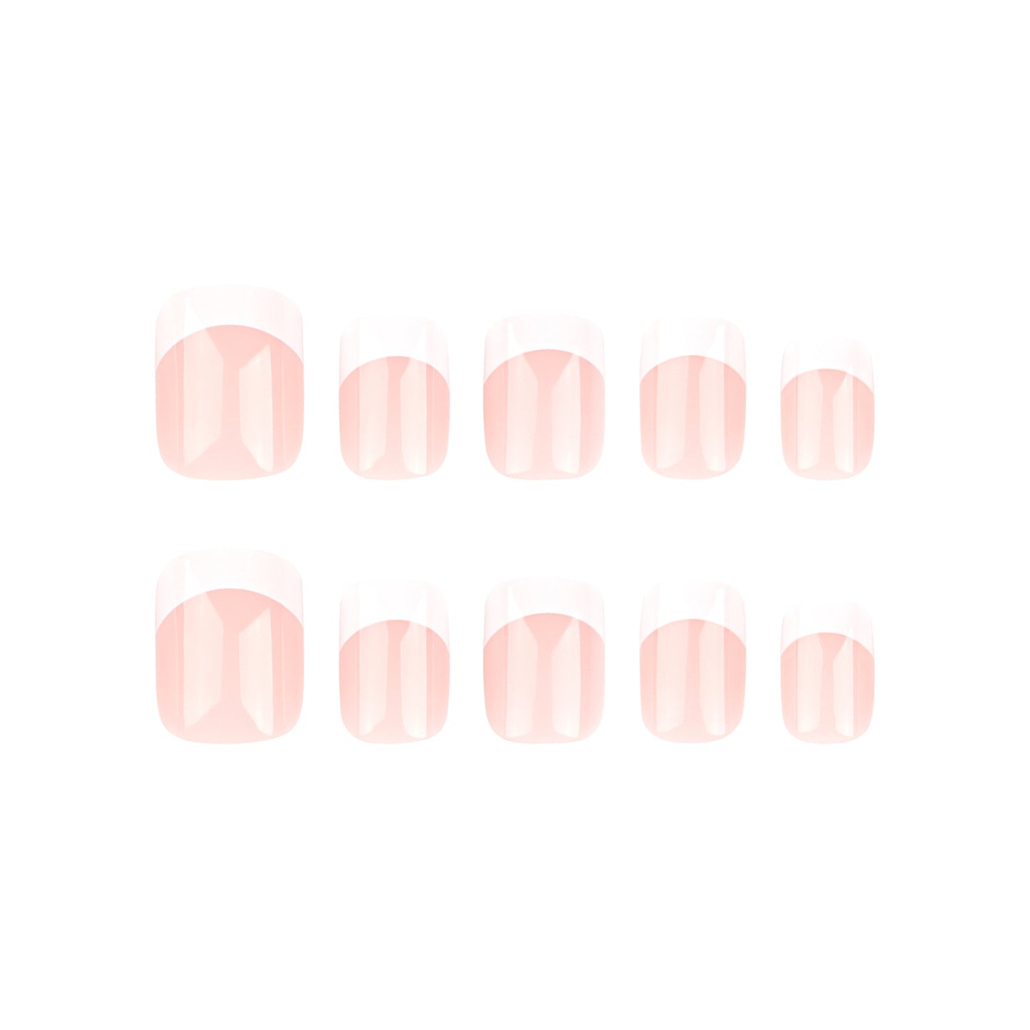 Unhas francesas brancas simples, unhas curtas quadradas, arte de unhas falsas, adesivo removível, peça de unha mais vendida|365nails