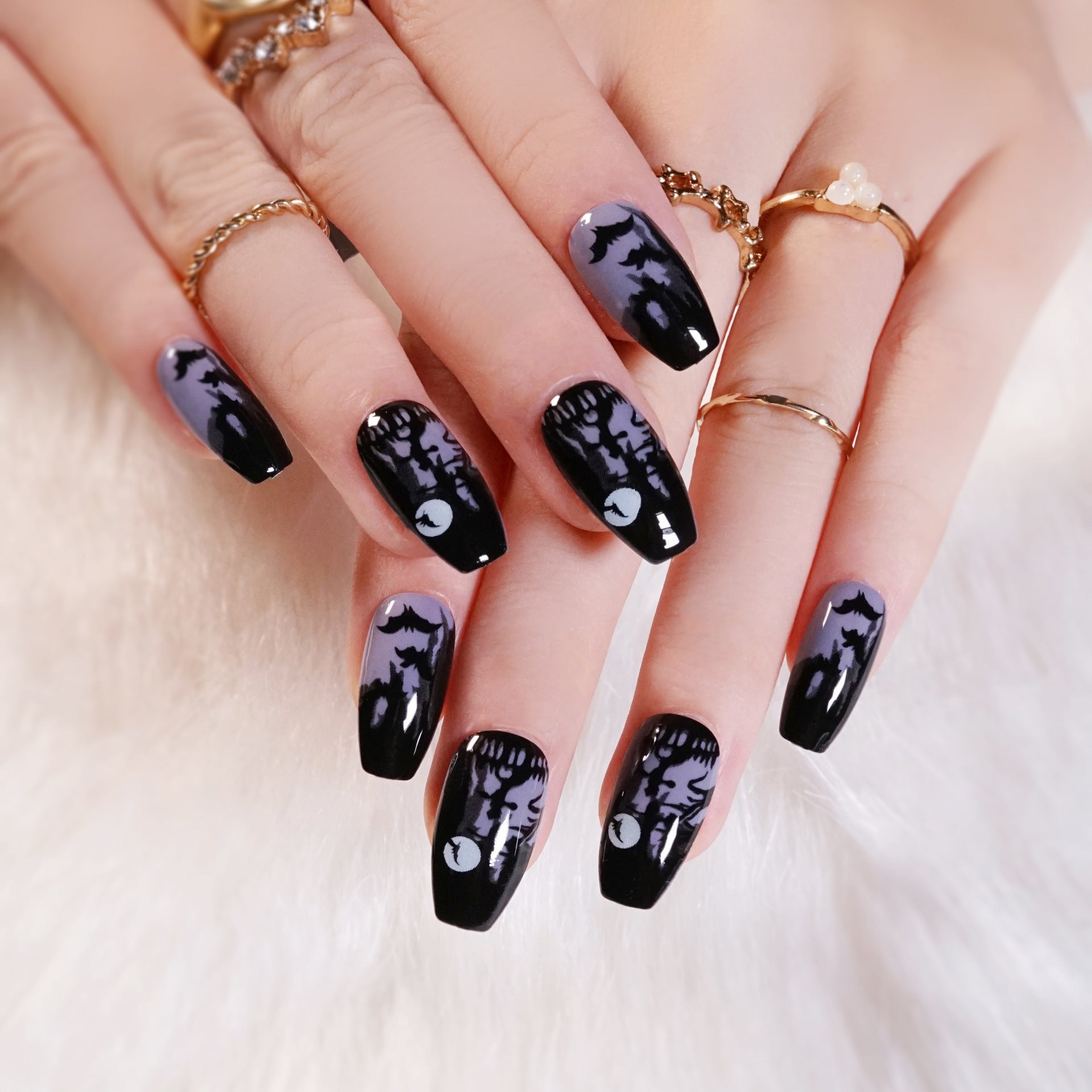 Coleção de unhas pontiagudas de Halloween, remendo de unha, peça de unha, unha falsa, produto finalizado|365nails