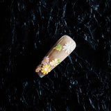 Title Blushing Sakura Glow | Pink-Gold Floral Art Series Press-On Nails