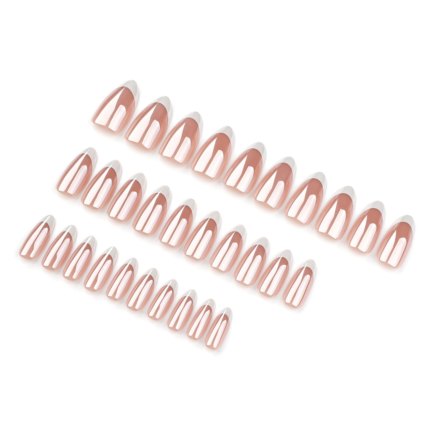 Revestimento de unha francesa curta, amêndoa, branca, simples, de alta qualidade, repetível, atacado | 365nails