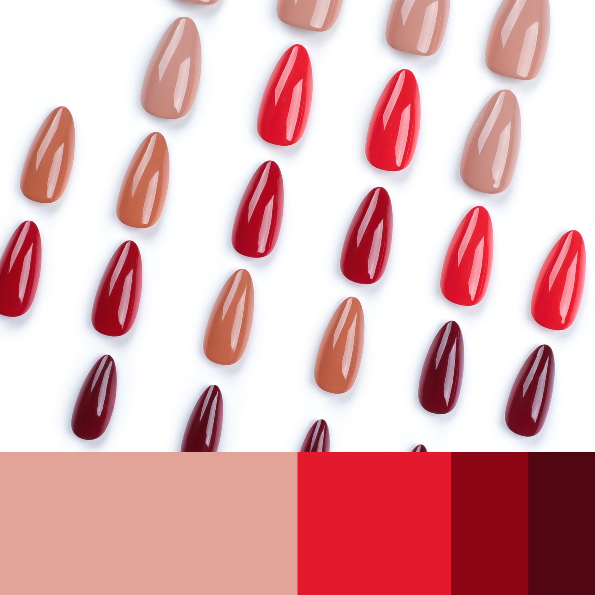 Unhas postiças curtas amendoadas outono e inverno, arte de unha laranja quente, peça simples de unha, remendo de unha falsa, produto finalizado|365nails