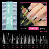 Nail Tips semi-full sticker, light sticker, extended water pipe nail 240 pieces XXXL thin dog transparent manicure patch fake nail