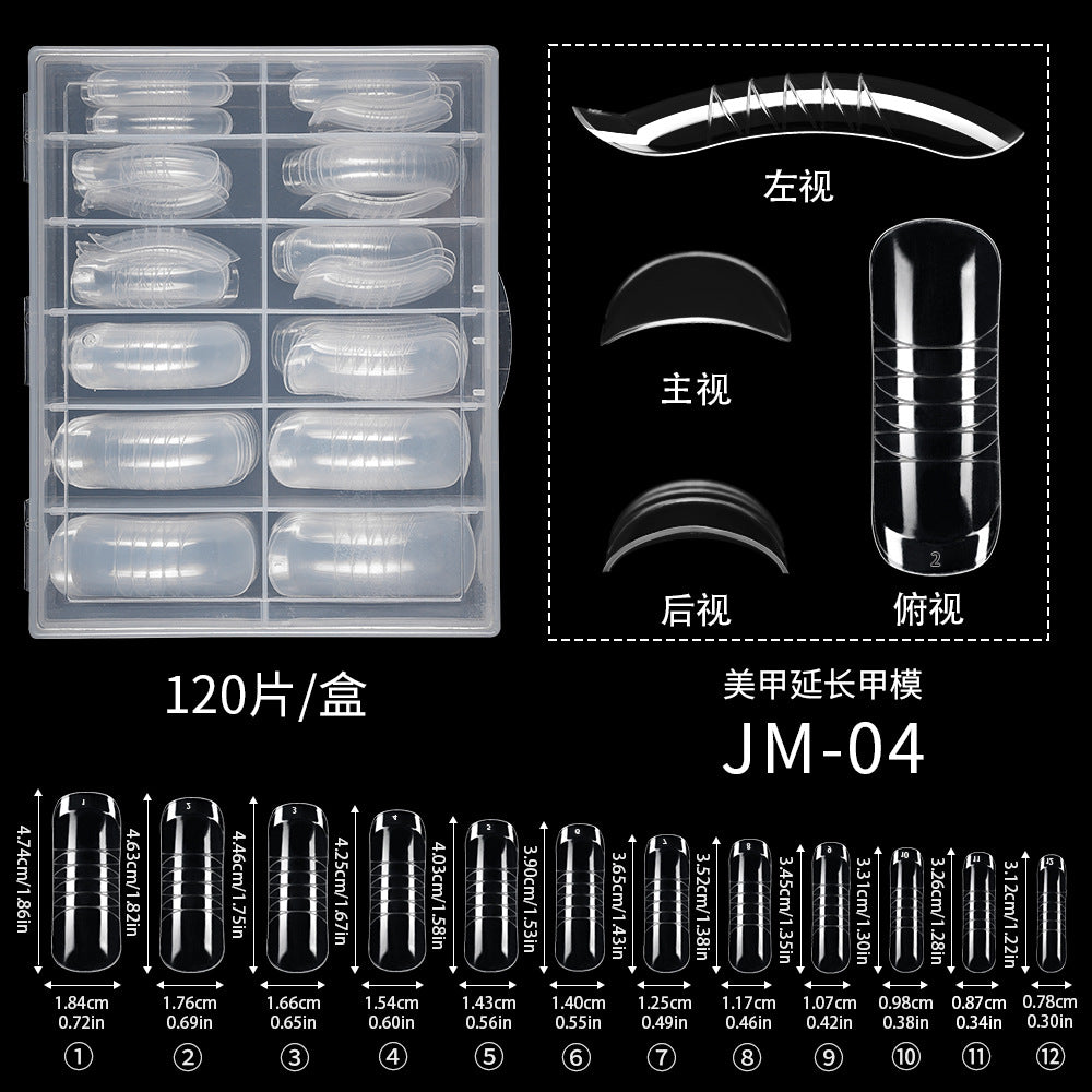 Nail Tips 120 transparent crystal nail molds, boxed with graduated crystal extension nail molds, rapid phototherapy extension nail molds