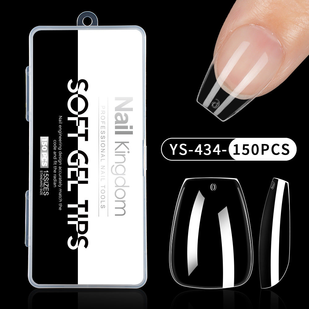 Nail Tips Full number of special nail pads for nail salons, transparent and seamless 150 pcs, boxed press on nails pads, almond trapezoidal fake nails.