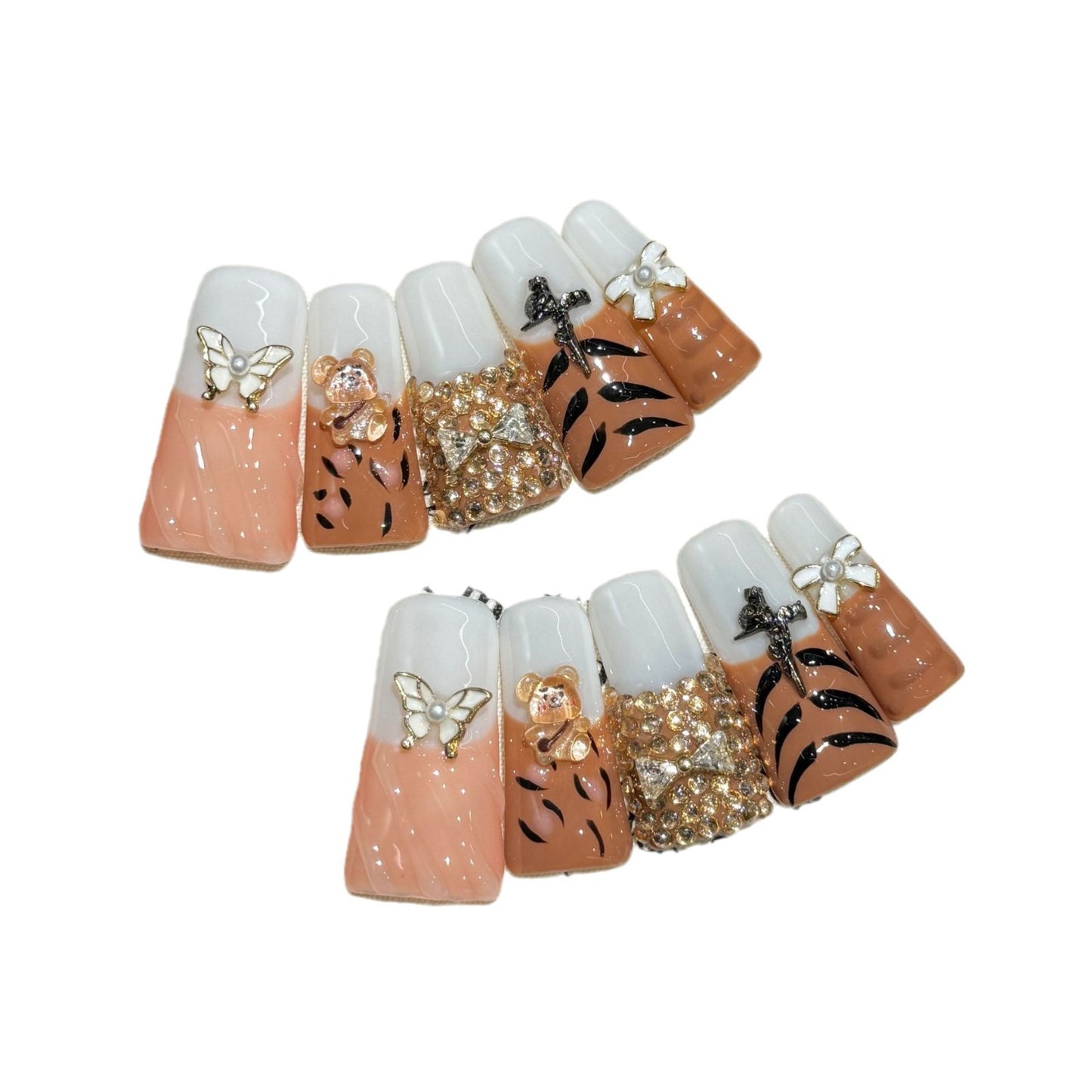 French Leopard Print Pure Handmade press on nails Spice Girl Wind Black Gold Explosive Advanced Sense Millennium | 365nails