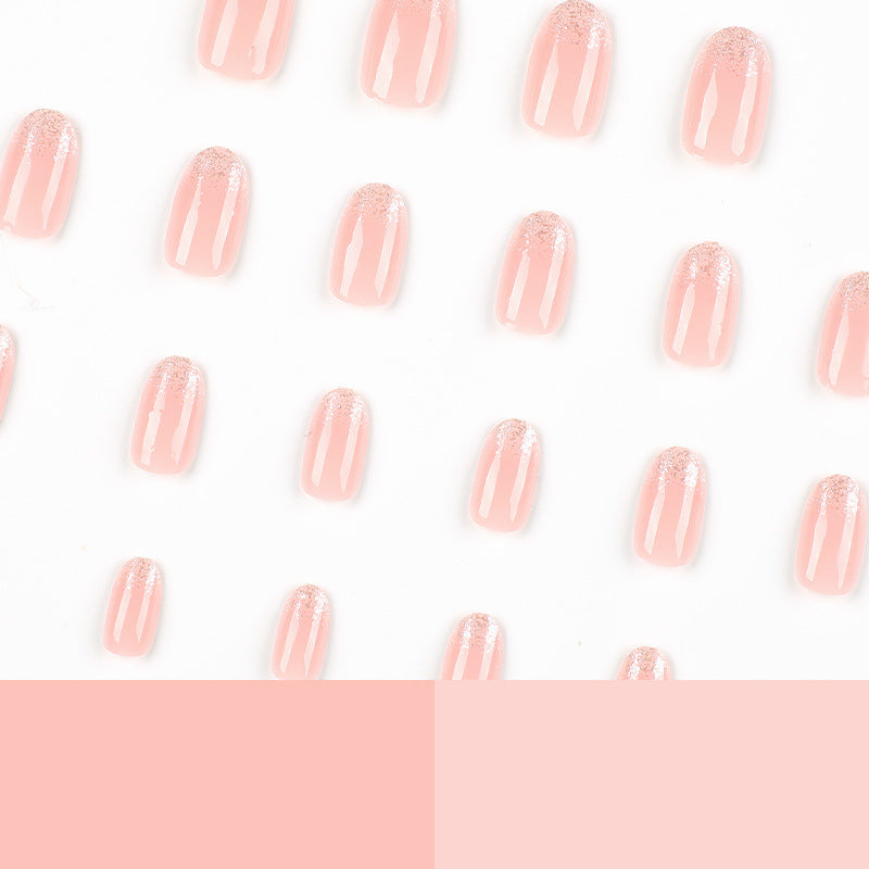 Producto terminado de arte francés con brillo ovalado corto al por mayor | 365nails