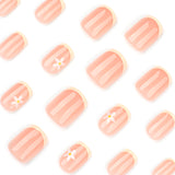 Produtos de arte para unhas Fresh Bee Flower, atacado, unhas postiças amarelas francesas, unhas curtas quadradas, 365nails