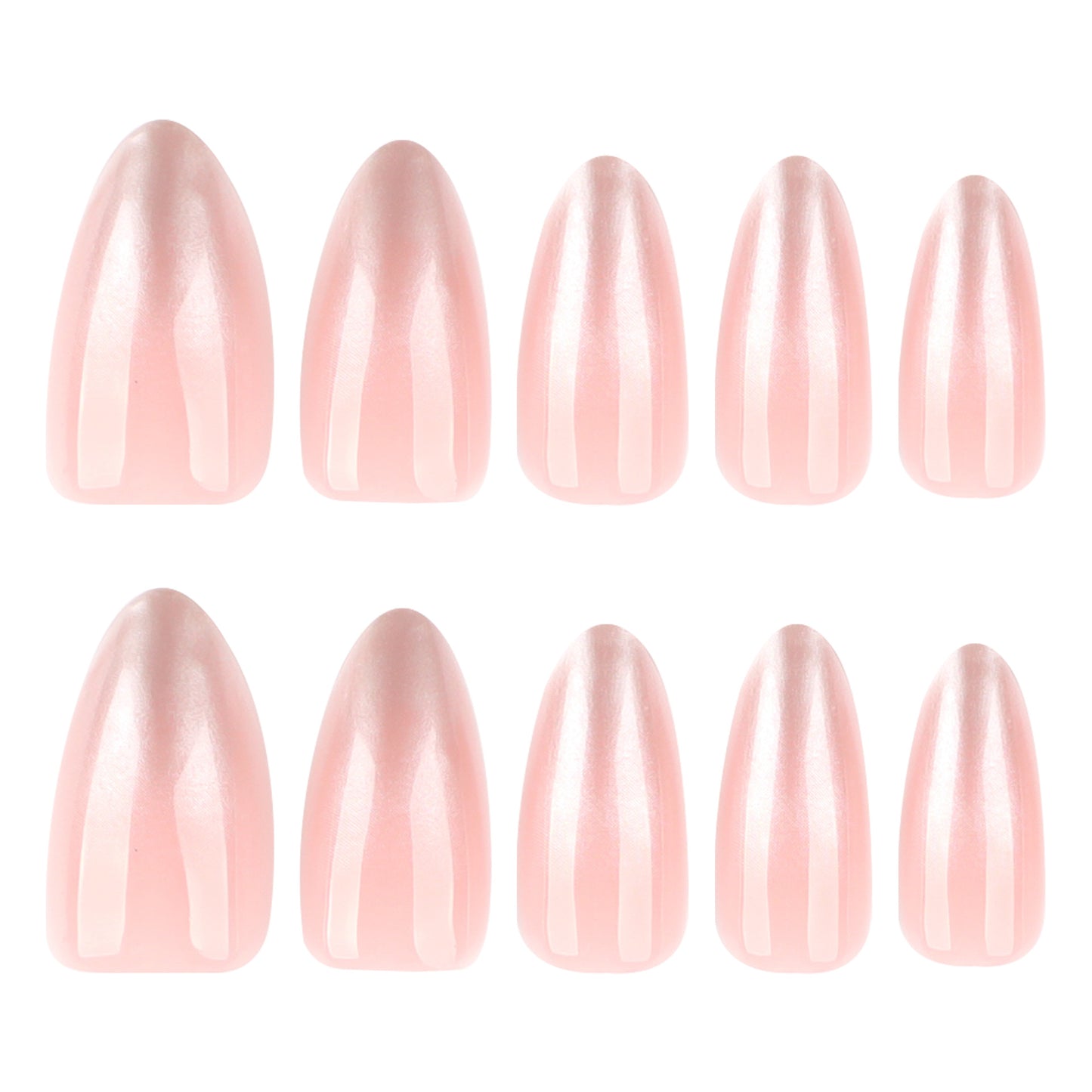 Pó perolado com mudança gradual para unhas, unhas postiças curtas amendoadas, peça de unha usável, mais vendida no atacado|365nails