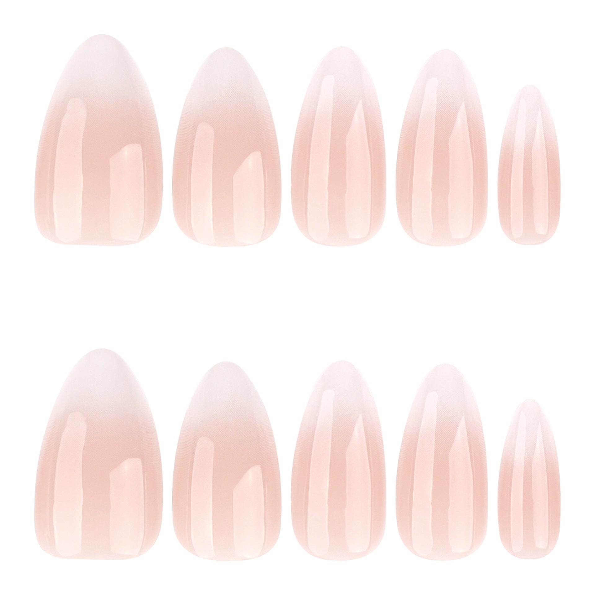 Gradually change French white simple almonds press-on nails