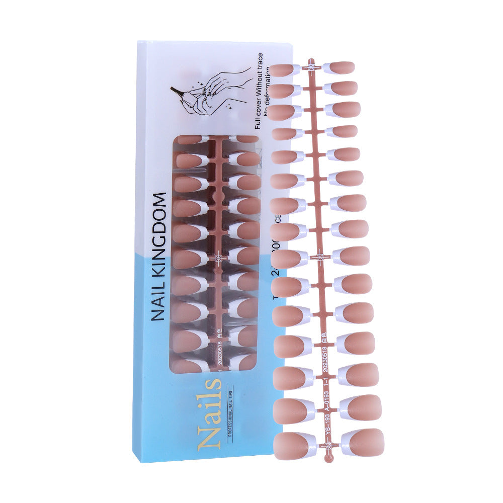 Nail Tips New French press on nails 240 pieces boxed fake nail manicure work in progress matte full sticker French nail piece