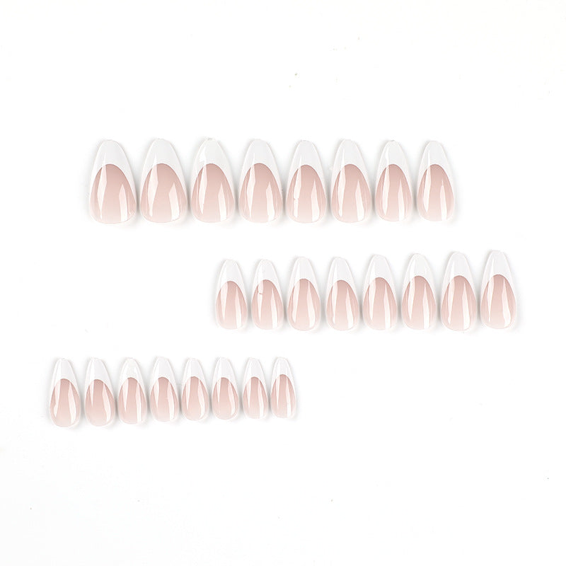 Arte de uñas simple francés con borde blanco, parche para uñas al por mayor, uñas para usar | 365nails