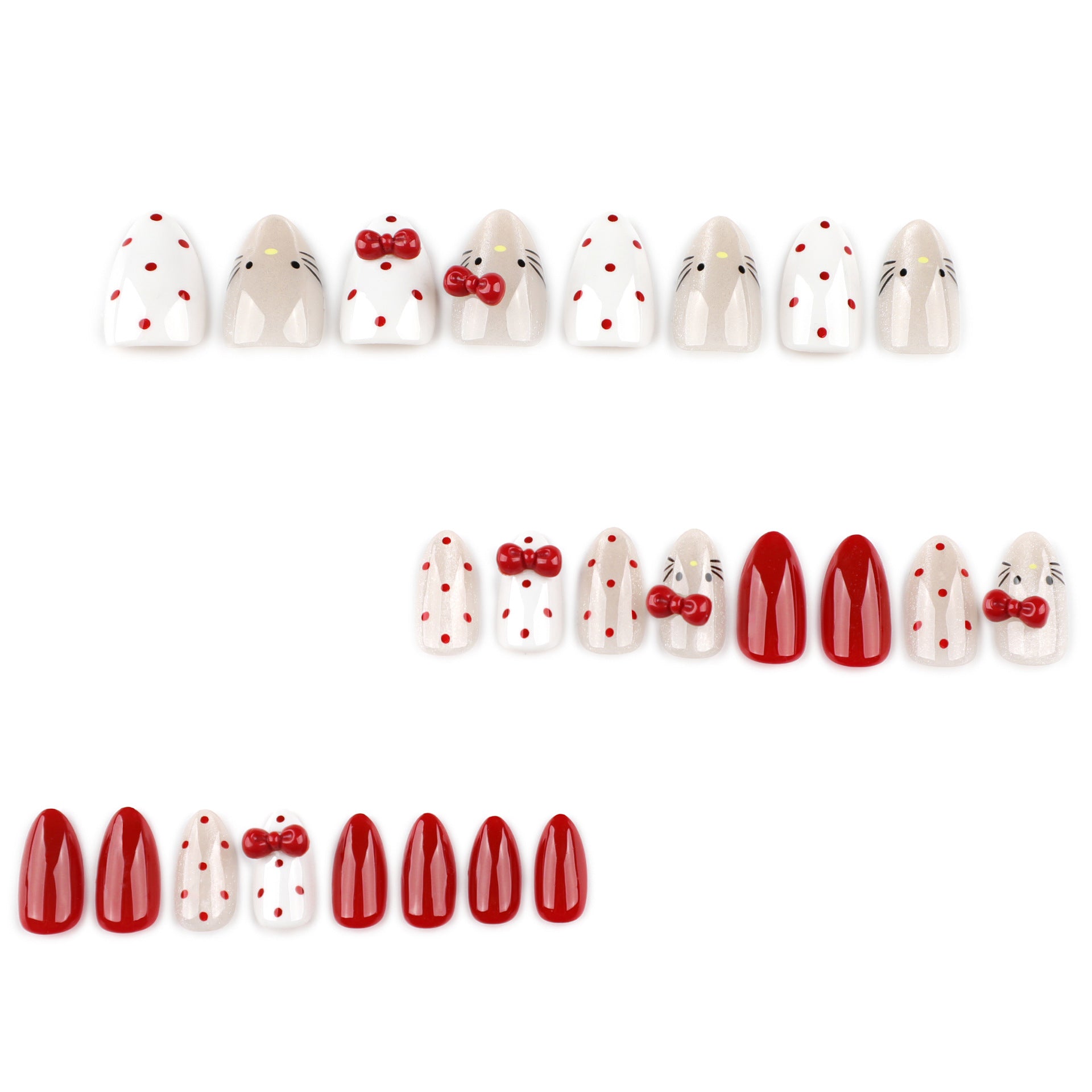 Sweet Japanese style cat eye cute bow press-on nails