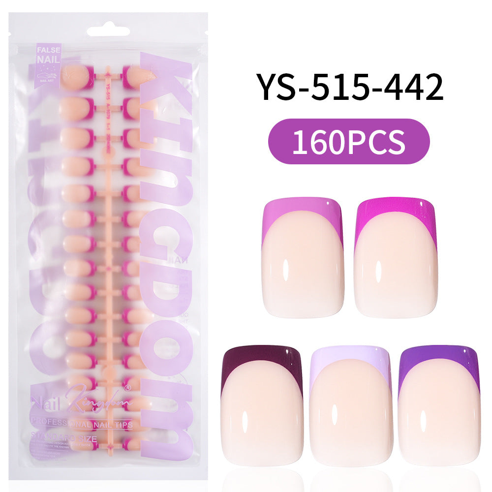 Nail Tips French press on nails, popular in Europe and the United States, five-color seamless 150 pieces, boxed removable nail prefabricated patch nail art piece