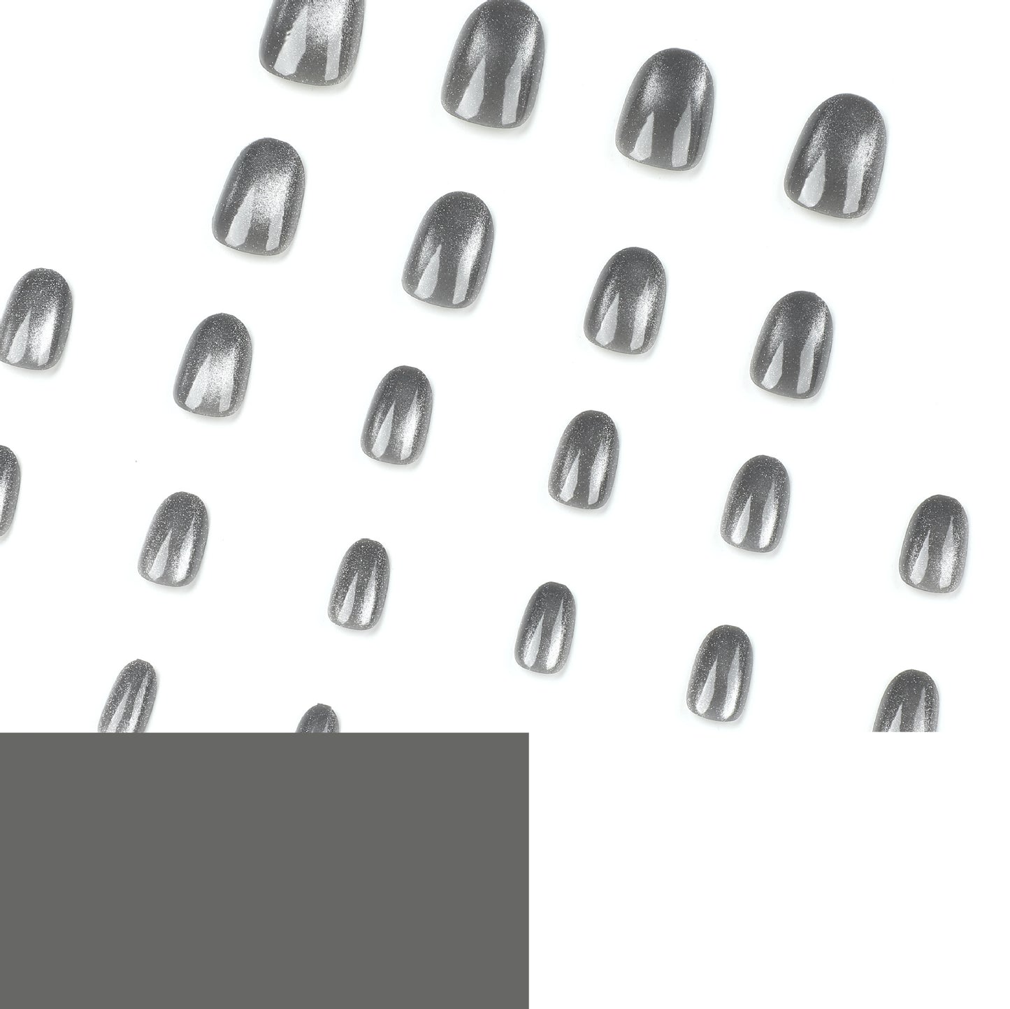 Nail art patch cat eye nail piece gray short fake nail summer|365nails