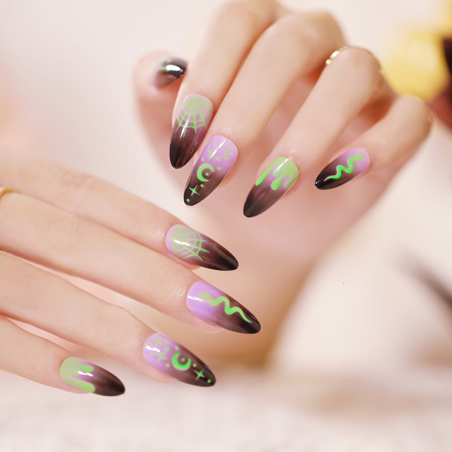 Halloween pointed nail collection press on nail nail patch nail piece fake nail wear nail art finished product|365nails