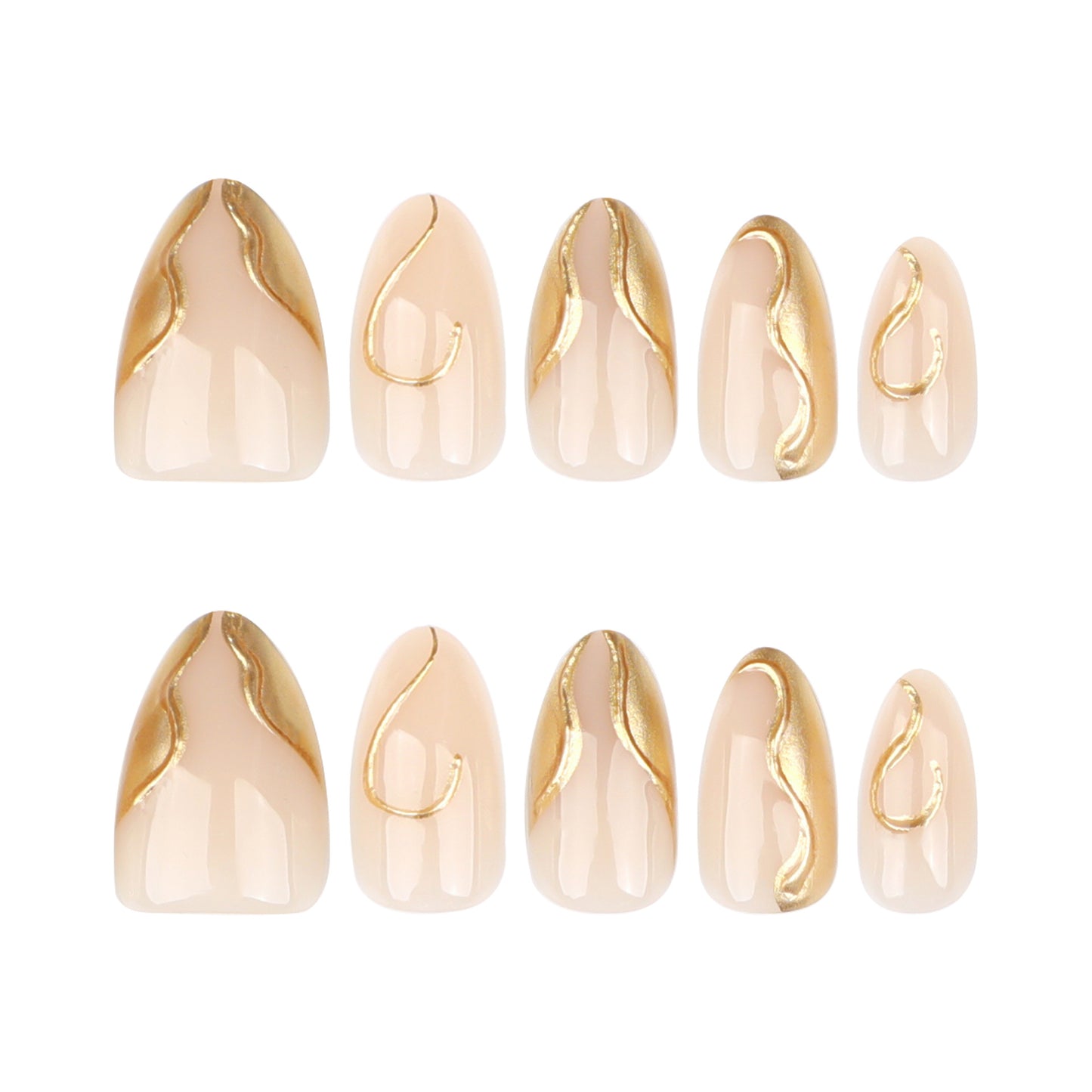 3D gold irregular manicure  short almond nail   hot-selling  film finished product|365nails