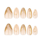3D gold irregular manicure  short almond nail   hot-selling  film finished product|365nails