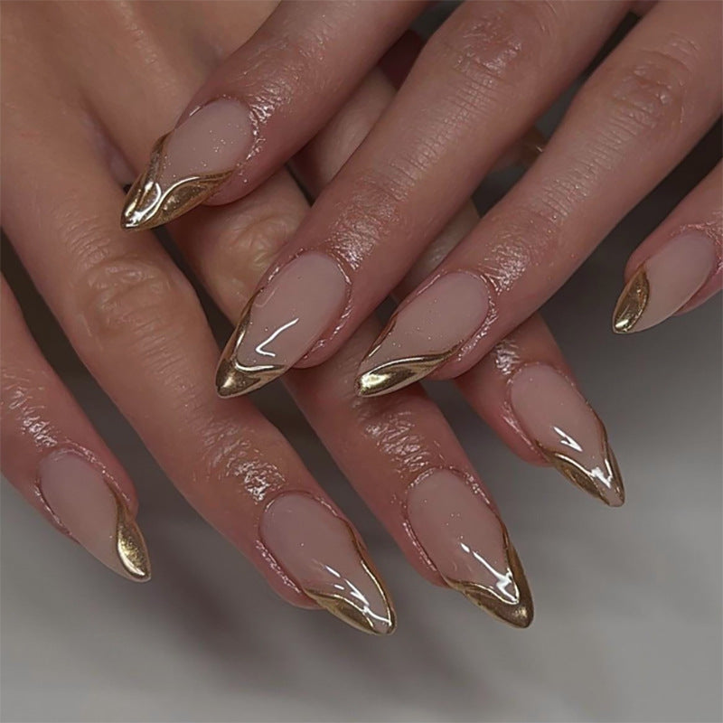 Unhas curtas bronzeadoras 3D amêndoa, peça de unha usável, mais vendida na Europa e América, unhas postiças de pressão|365nails