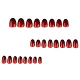 Y2k gothic red and black gradual change short circle press-on nails