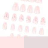 Simple almond silver bow press-on nails