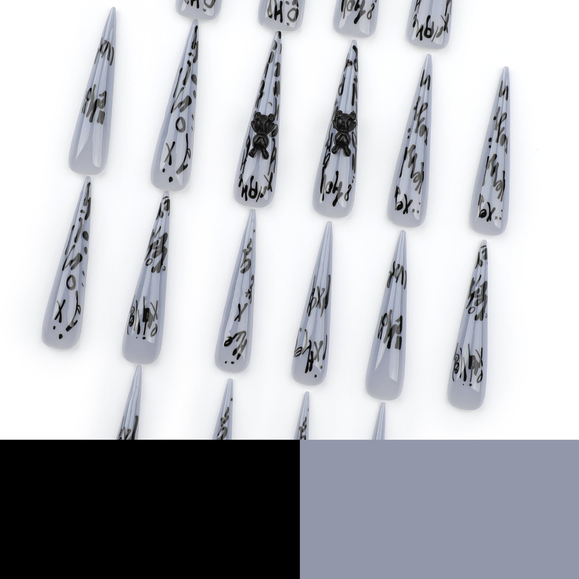 Europa e Estados Unidos, as Spice Girls mais vendidas usam letras de grafite em unhas, peça de unha vestível com ponta extra longa, arte de unha falsa, atacado|365nails