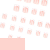 Unhas francesas brancas simples, unhas curtas quadradas, arte de unhas falsas, adesivo removível, peça de unha mais vendida|365nails