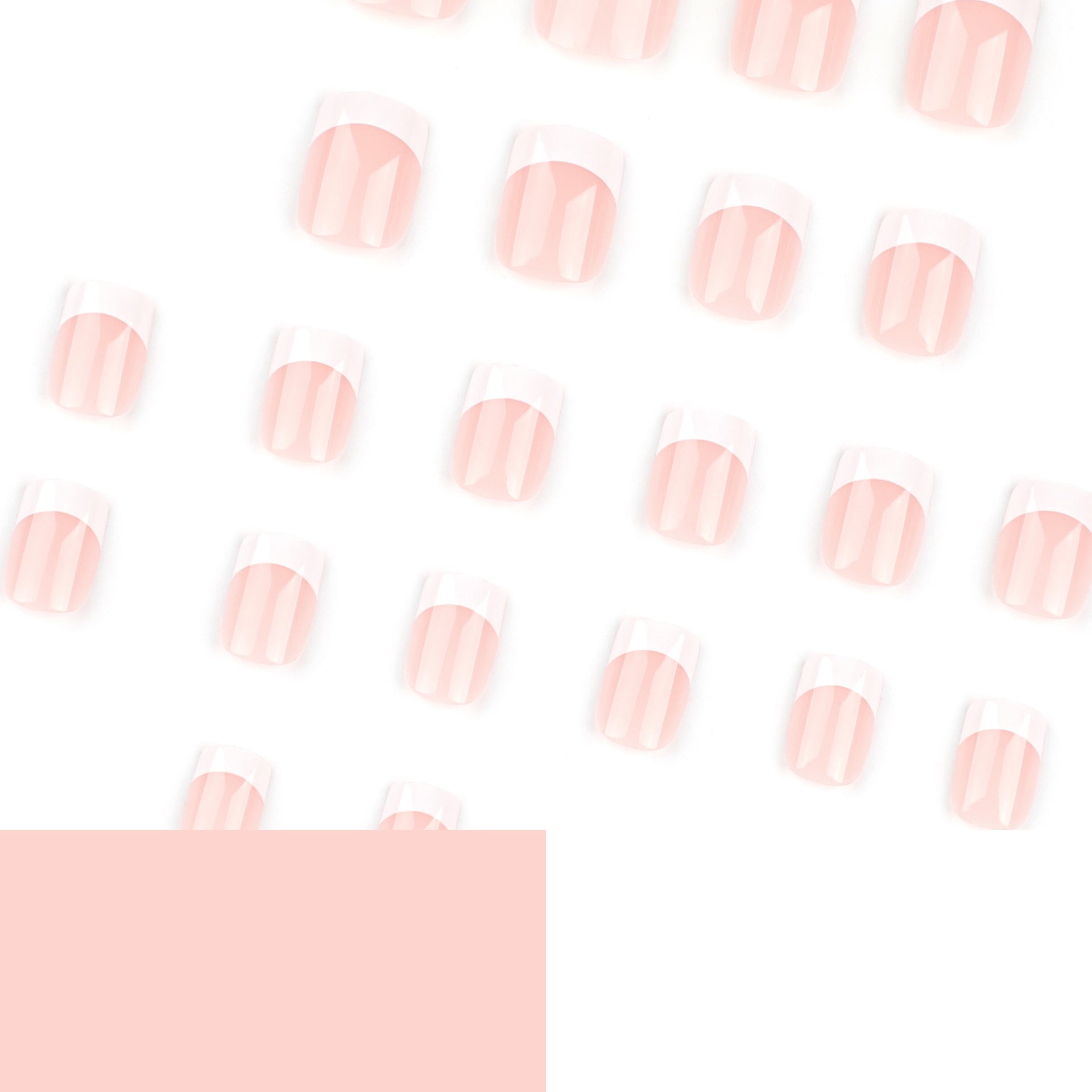 Unhas francesas brancas simples, unhas curtas quadradas, arte de unhas falsas, adesivo removível, peça de unha mais vendida|365nails