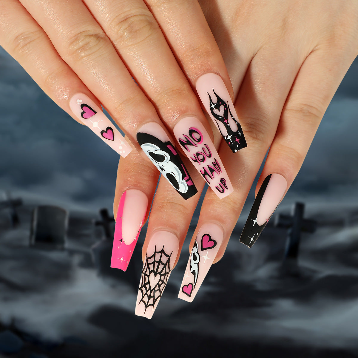 Uñas postizas 3D con diseño de araña y murciélago para Halloween, venta al por mayor | 365nails