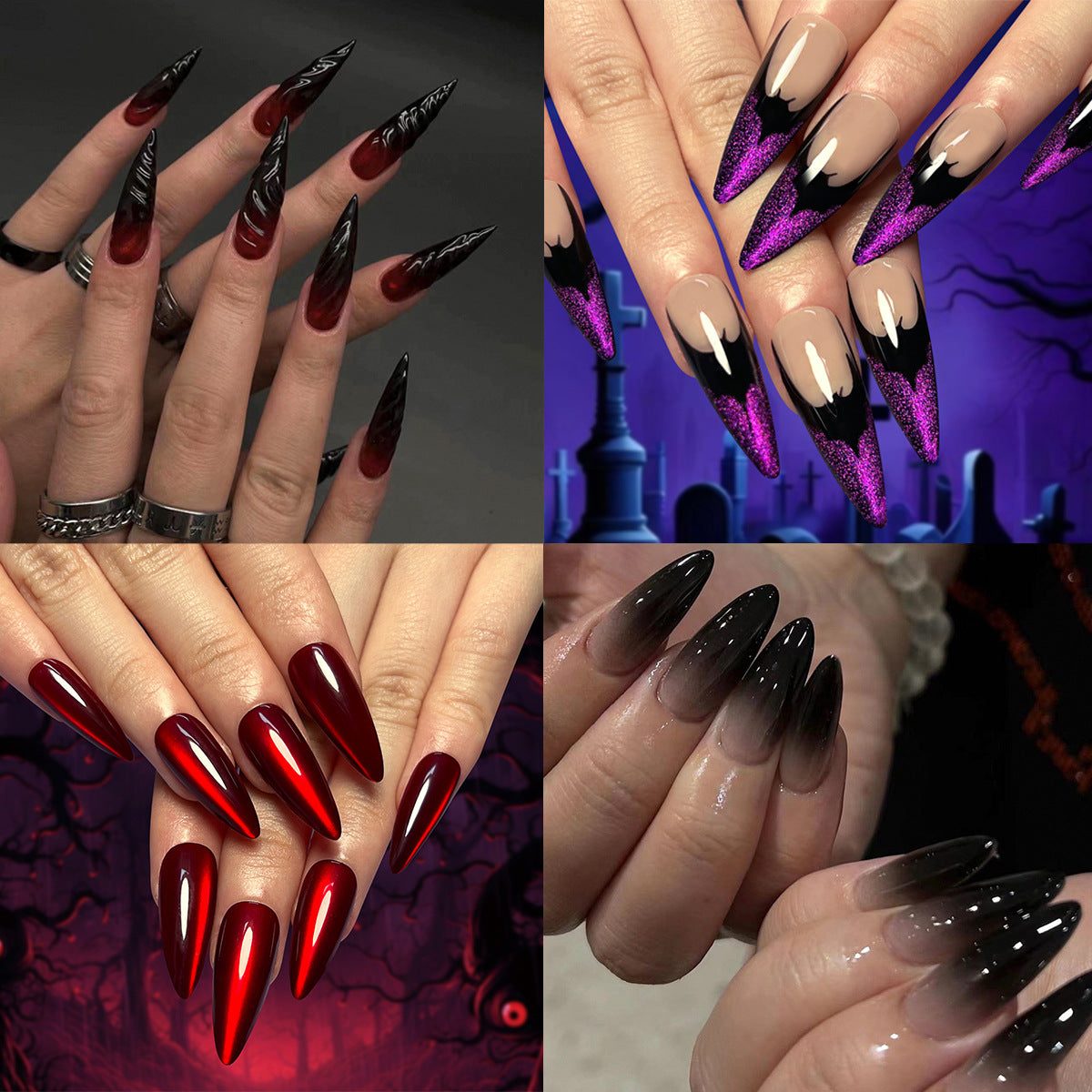 Halloween Wear Nail 3D Three-dimensional Nail Art False Nails Spider Bat Nail Sheets Wholesale|365nails