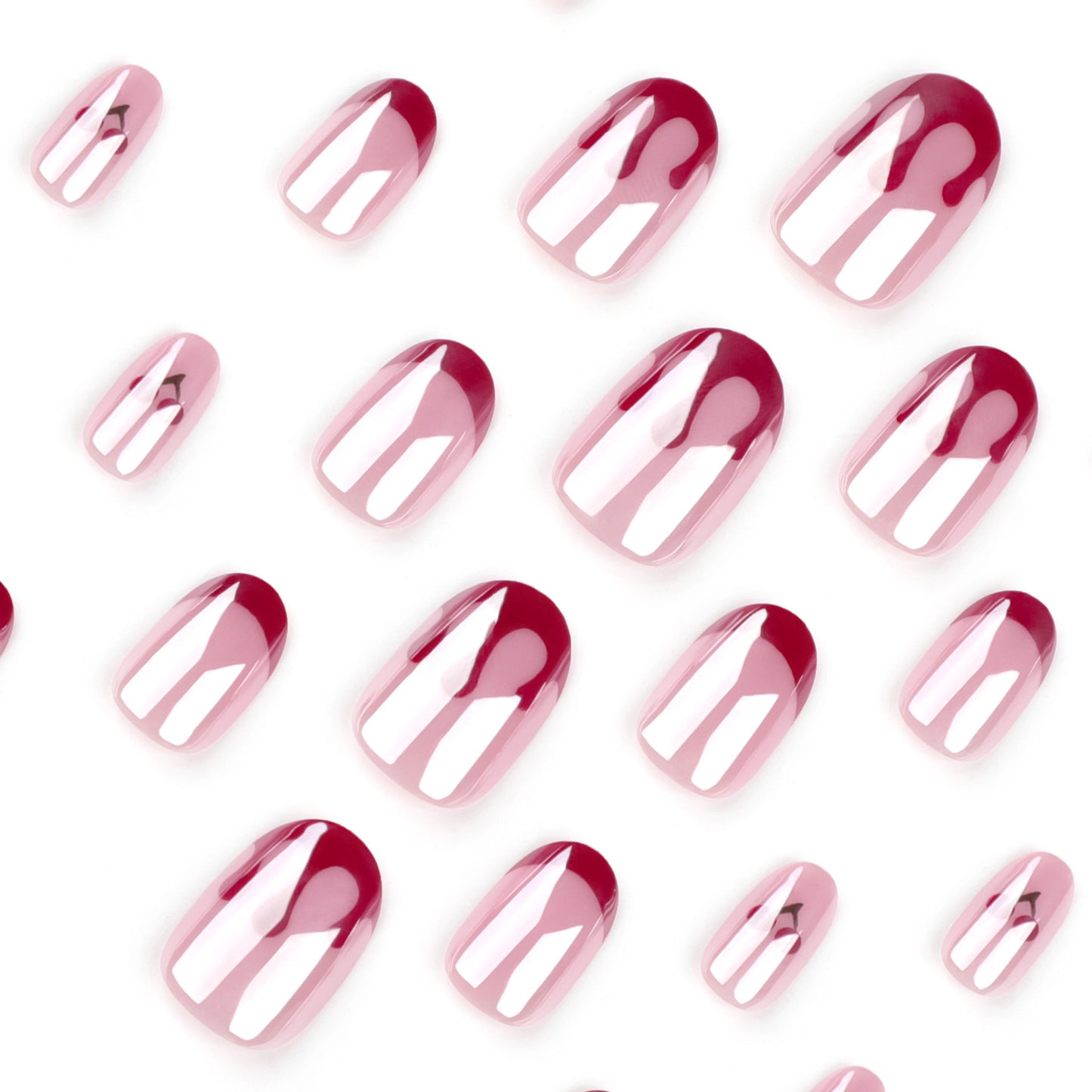 Uñas francesas rojas con un dulce toque de cereza, uñas postizas reutilizables, venta al por mayor de uñas Yiwu | 365nails