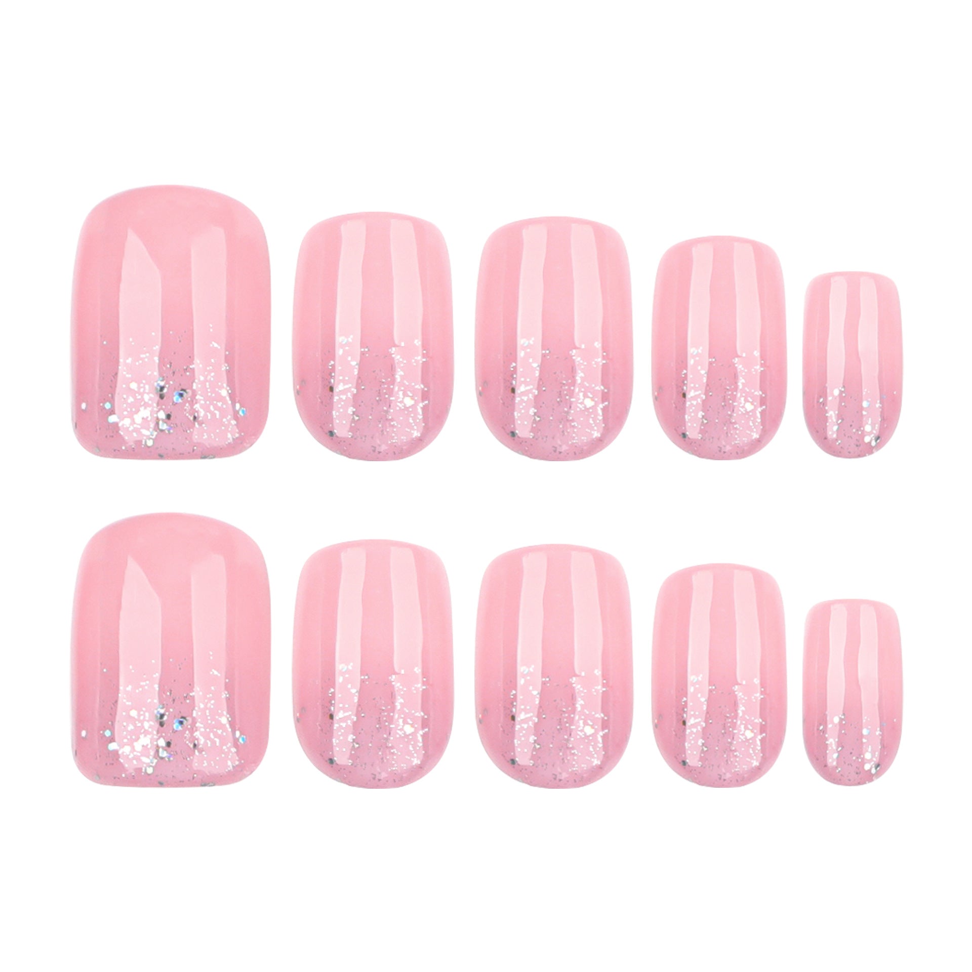 Reverse French gold glitter gradual change simple short square press-on nails