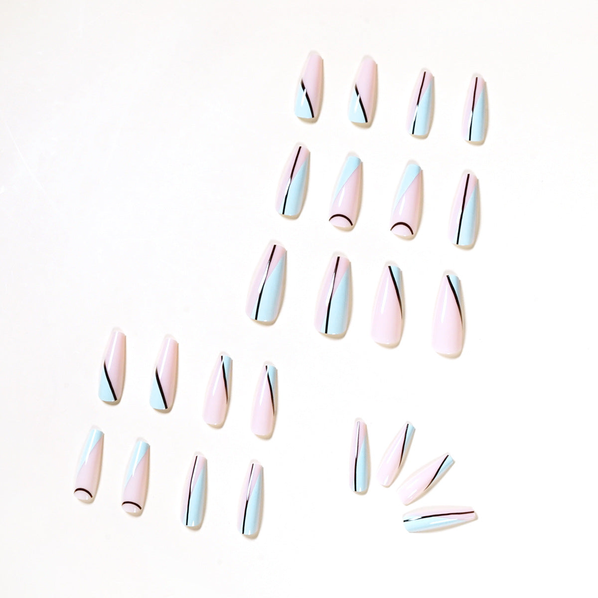 Simple line French long ballet art finished patch nail art piece|365nails