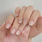 Japanese sweet cat French leopard print short square press-on nails