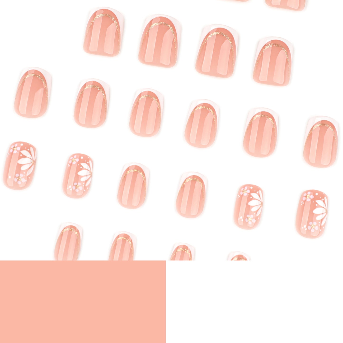 Simple and fresh French white short square press-on nails