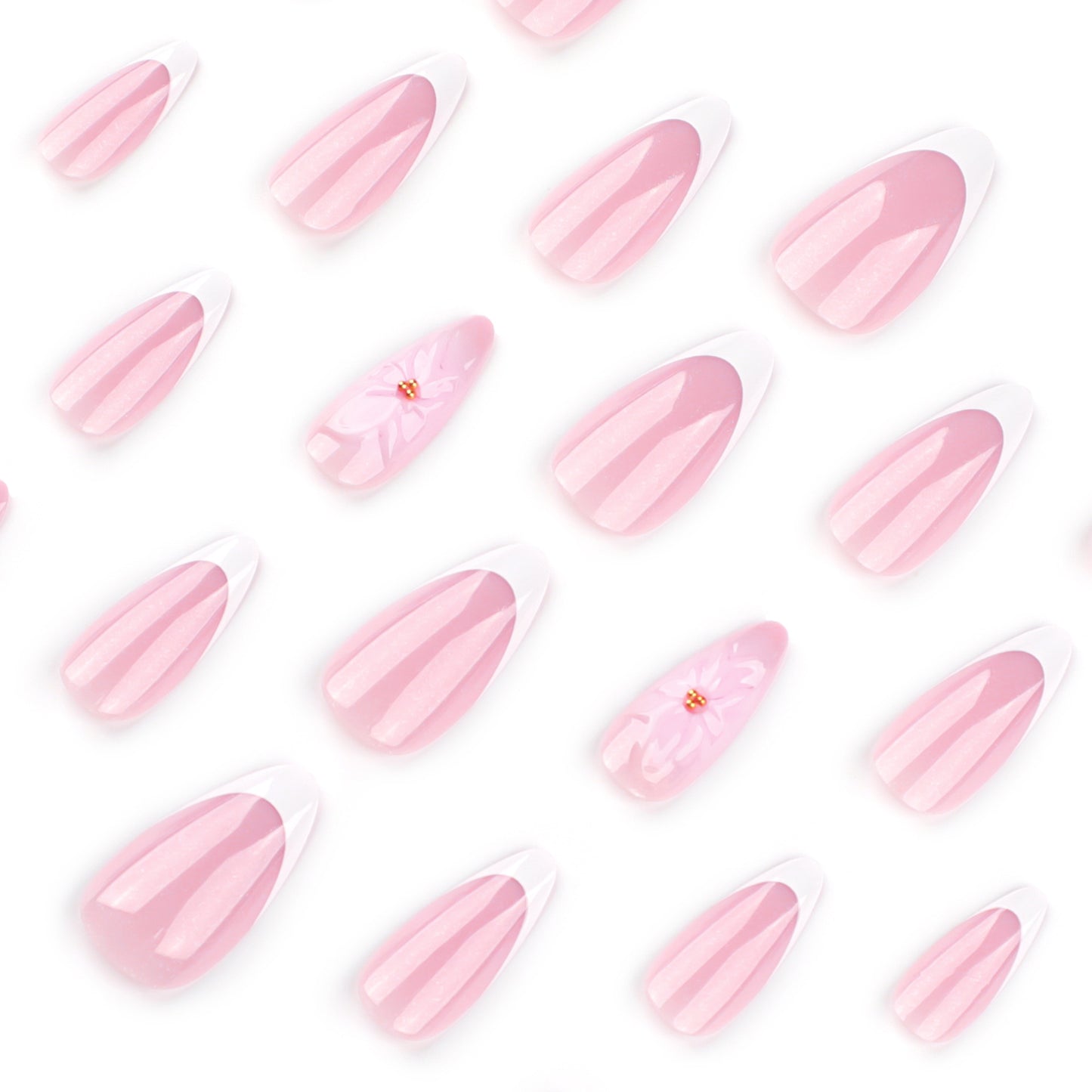 3D White Flower French Press-on nails【MOQ 5|×5】