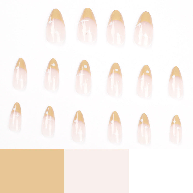 Unhas postiças de pressão com atacado de estrela francesa amarela|365 unhas