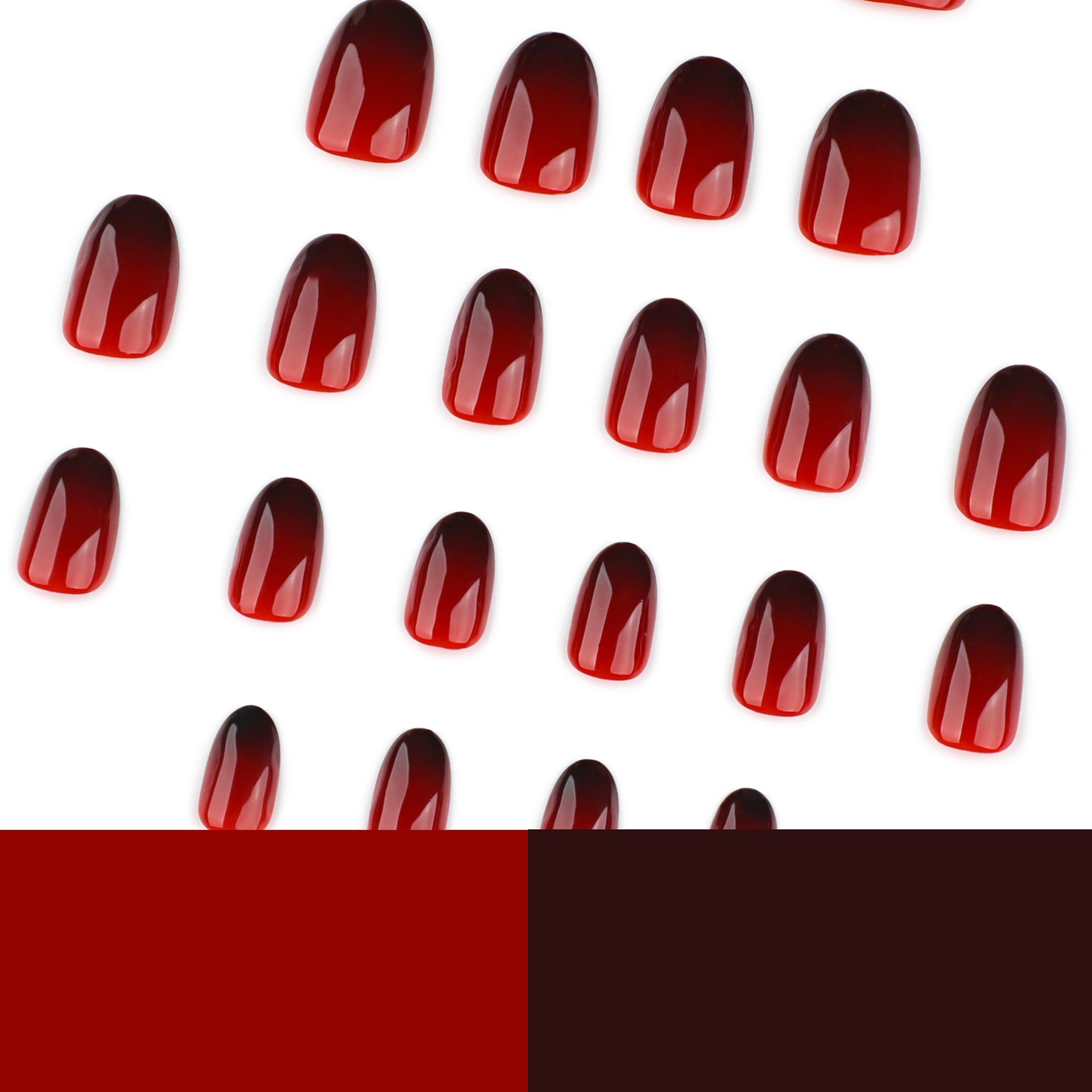 Y2k gothic red and black gradual change short circle press-on nails