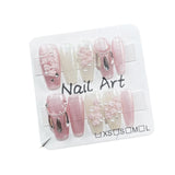 Adesivo de unha artesanal leve e luxuoso, estilo olho de gato, tridimensional, Rose Manor, médio e longo, feito à mão, para unhas postiças|365nails