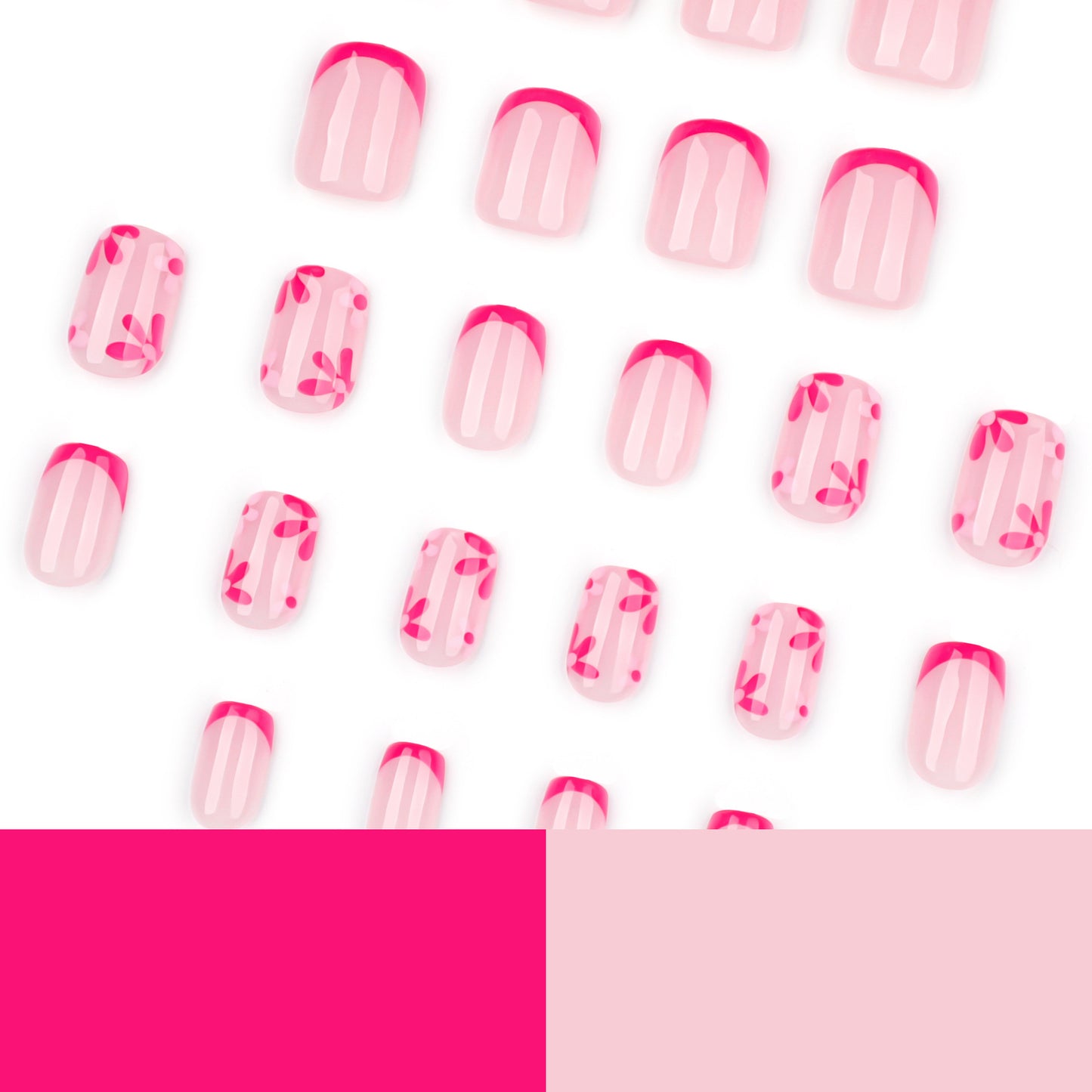 Simple French red press-on nails short square manicure nail piece fresh flower wearing fake nail wholesale|365nails