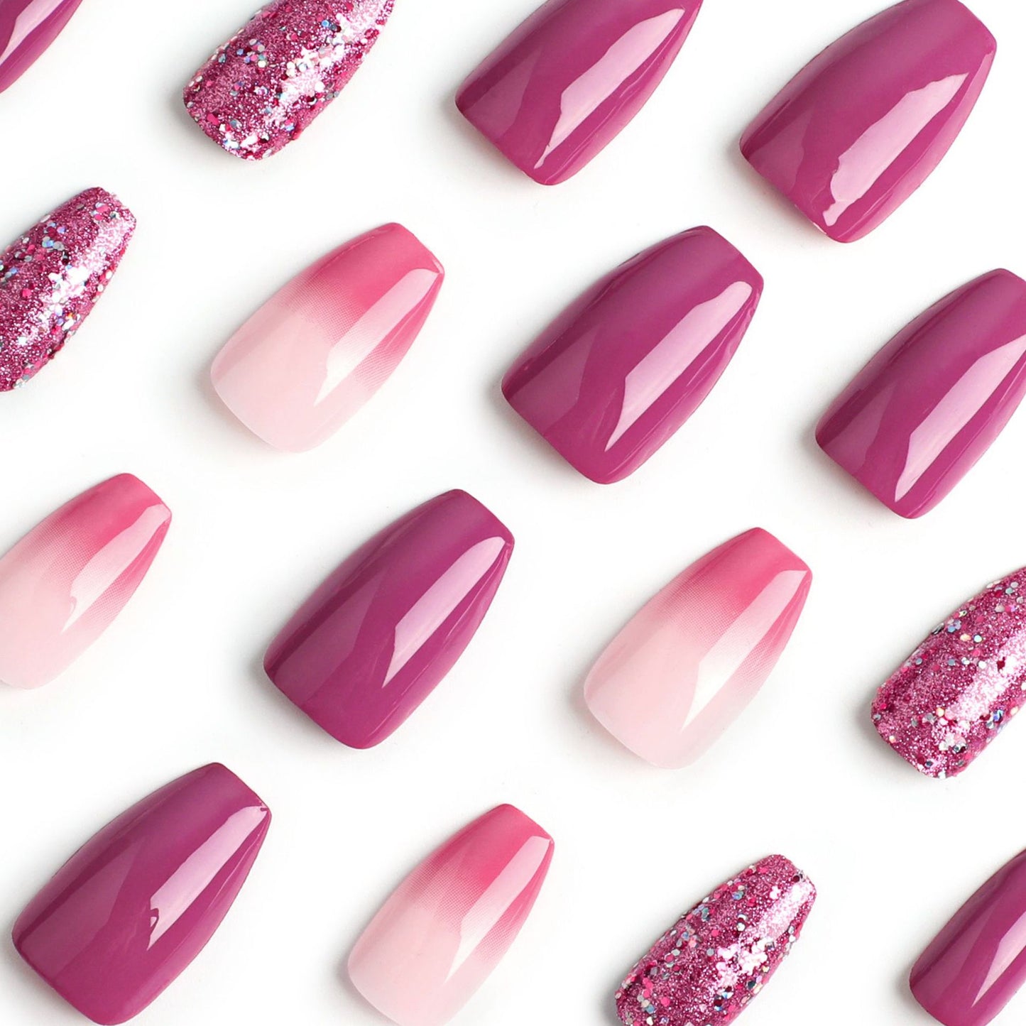 Wear nail purple nail piece wholesale pink gradual change purple glitter short nail piece nail piece nail art finished nail|365nails