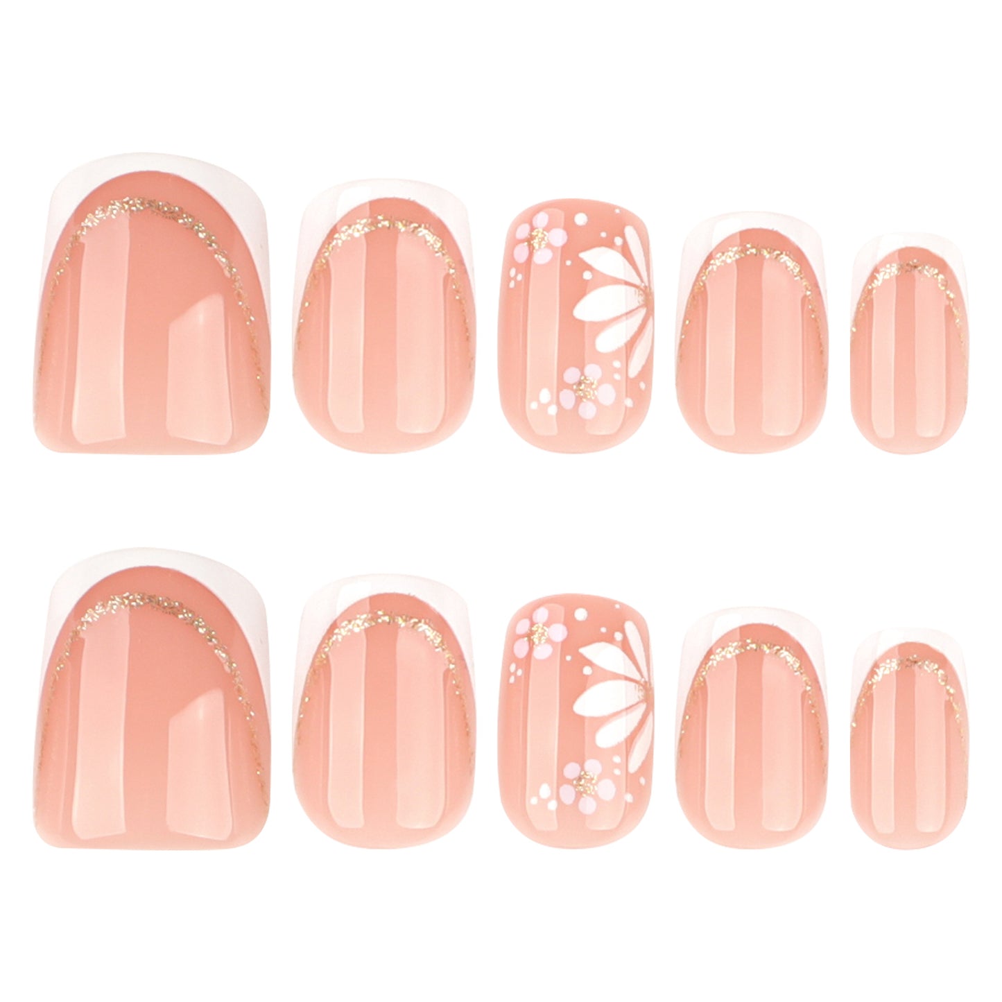 Simple and fresh French white short square press-on nails