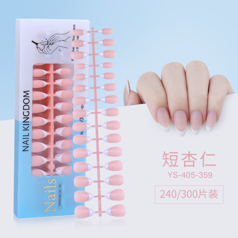 Nail Tips New French press on nails 240 pieces boxed fake nail manicure work in progress matte full sticker French nail piece