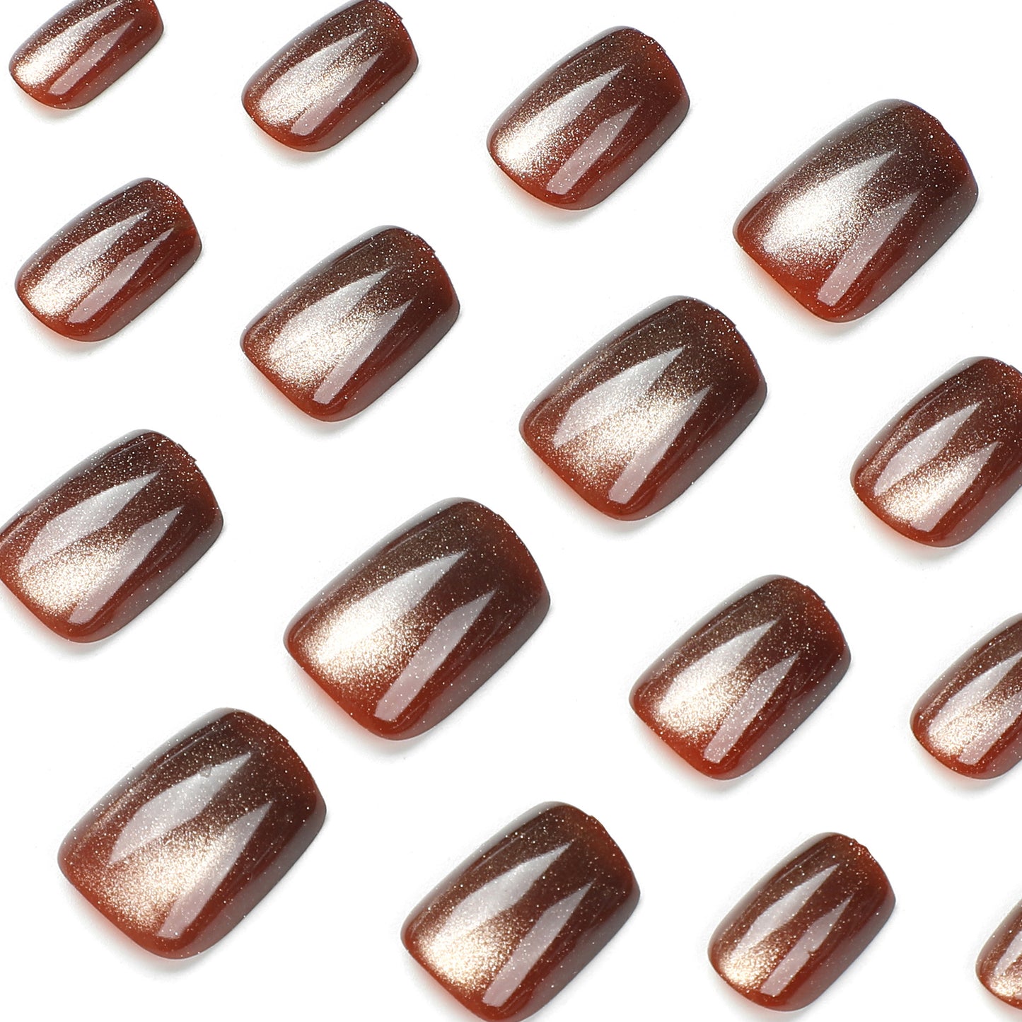 Wearing nail pads Hazelnut brown cat eye nail pads pads Finished nail pads pressed on nails|365nails