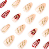 Short almond 3D three-dimensional press-on nails