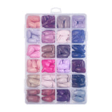Nail Tips press on nails 24 palace grid  solid color versatile water drop nail box detachable patch fake nail prefabricated nail art piece