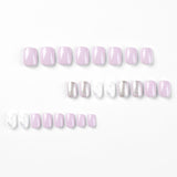 Wear nail short purple and white contrasting color smudging nail film glitter nail film finished nail film press on nail|365nails